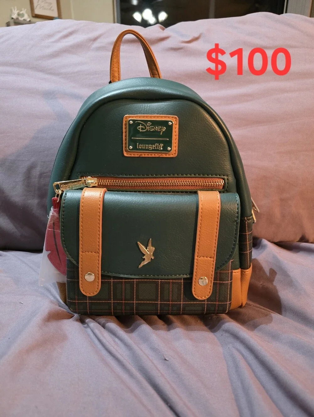 Loungefly Eight3five Green Plaid Tinkerbell Peter Pan Disney Mini